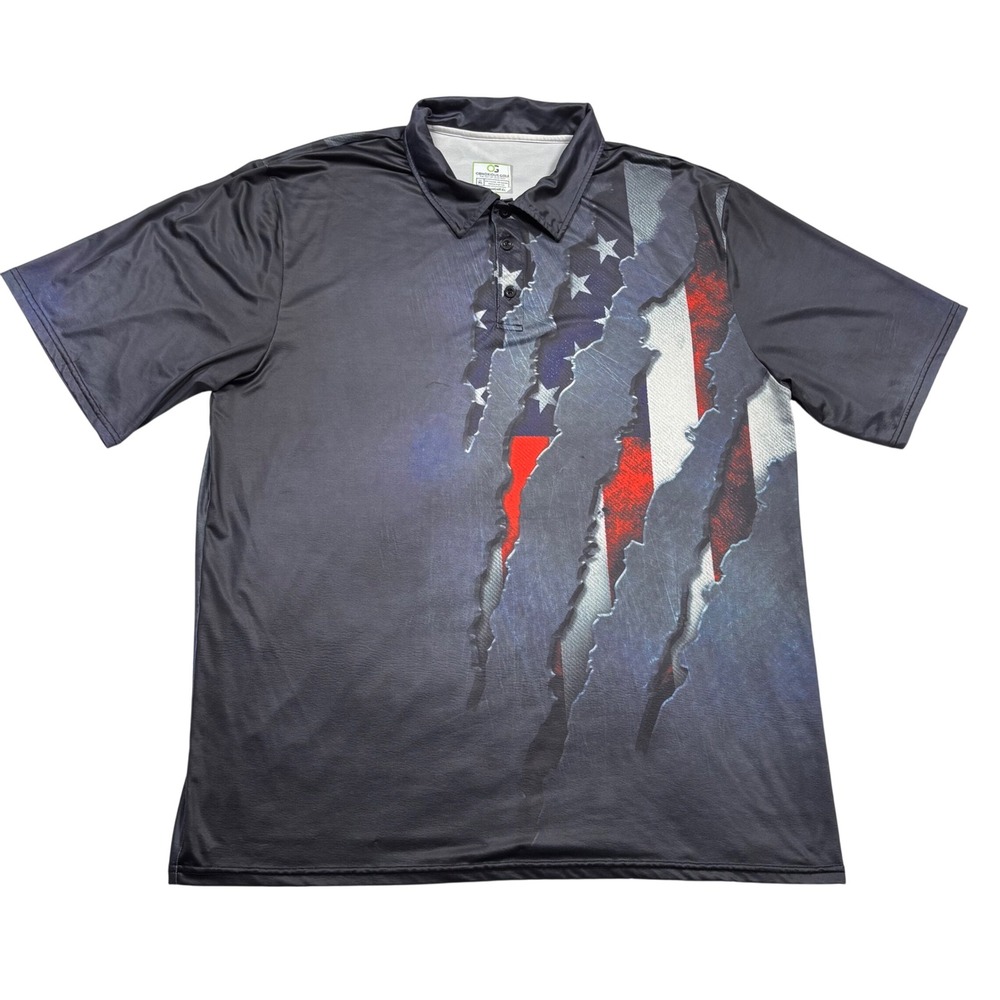 Obnoxious Golf Polo Shirt Men XL The Eagle Black American Flag Short Sleeve